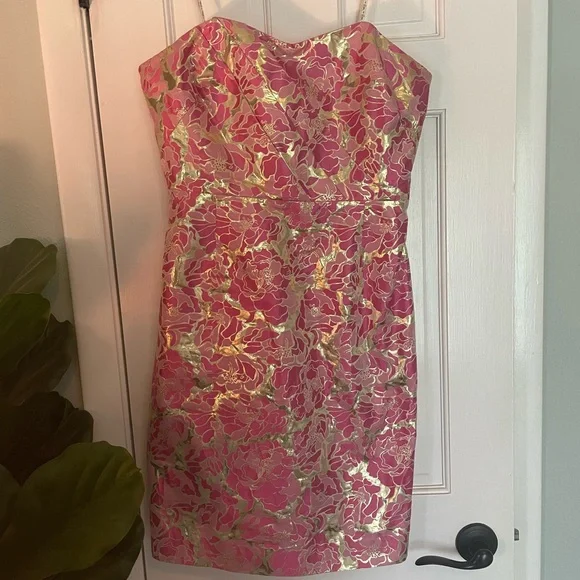 Lilly Pulitzer | Dresses | Gorgeous Pink And Gold Lilly Pulitzer Strapless  Dress | Poshmark